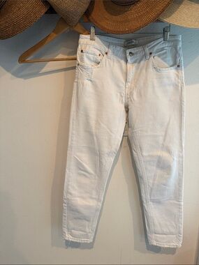 Zara Woman Stretch Cotton White Jeans